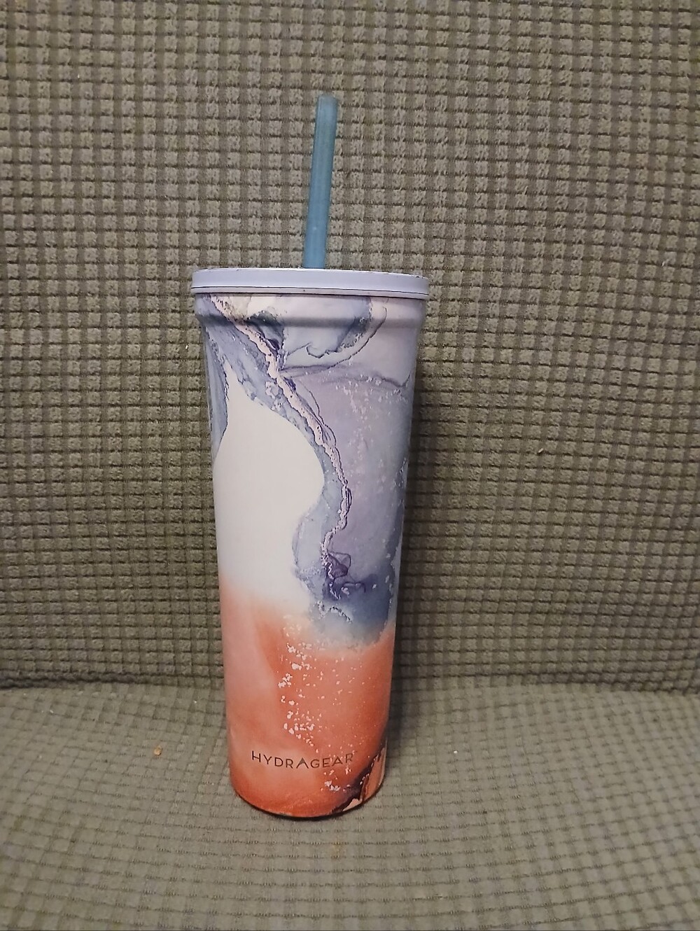 Hydragear Fashion Marble 24 oz Tumbler with Straw - Blue & Coral Pink (080526D)